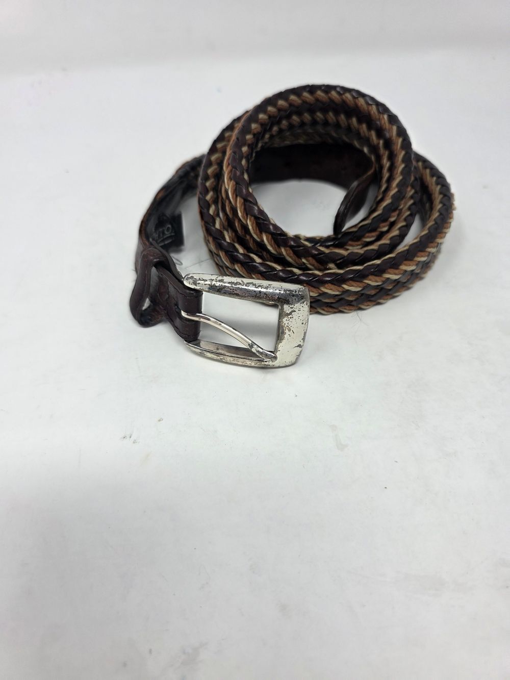 Brighton Braided Leather Belt Size 46 Brown Tan Woven Western Boho Unisex